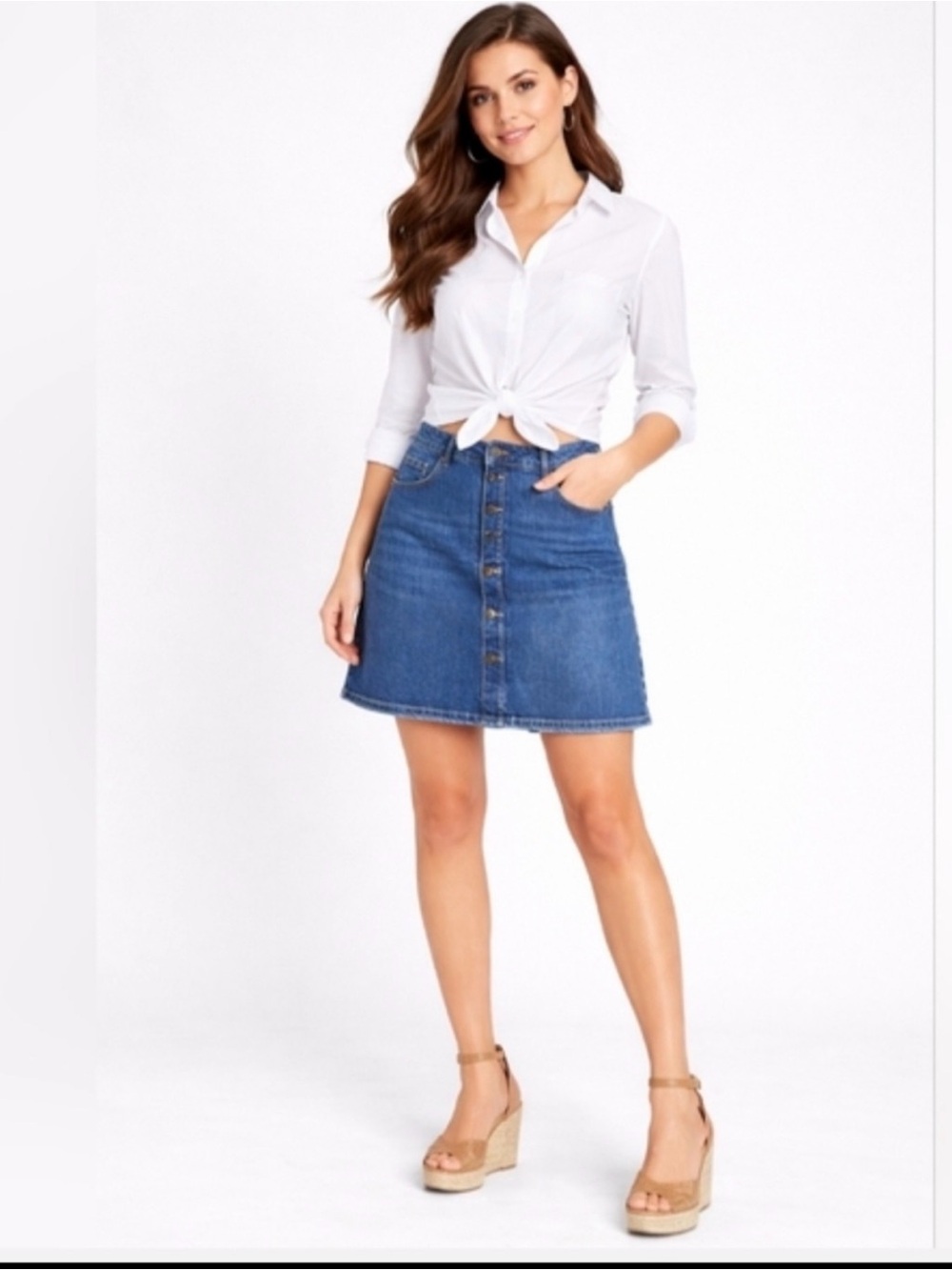 Old Navy Blue Button-Front Denim Mini Skirt